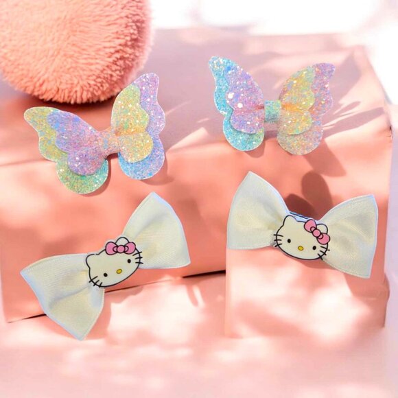 Hello Kitty With Butterflies Hair Bow Set - Picture 1 of 1